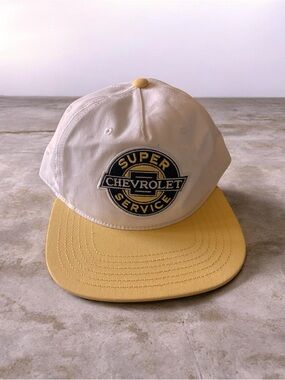 Chevrolet Super Service Two-Tone Baseball Cap in White and Yellow